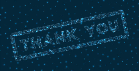 Thank you word in digital style. Glowing geometric thank you badge. Elegant vector illustration.