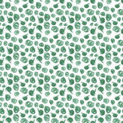 Hand drawn watercolor green circles on a white background