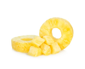Fresh pineapple fruits, ring pineapple isolated on white background.
