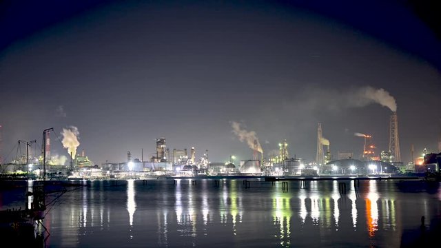 北九州工業地帯の夜景４Ｋタイムラプス