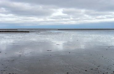 View of the mud flat on the island of Sylt