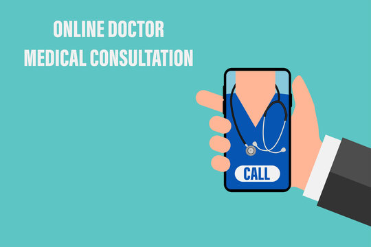 Online Doctor Medical Service Mobile Consultation Vector