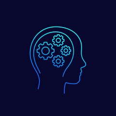 creativity, thinking linear vector icon