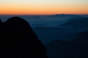 beautiful sunset seen from the top of Monte Cervati. Cilento and Vallo di Diano national park,...
