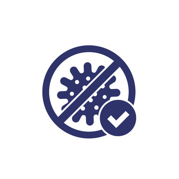 No Virus, Bacteria Icon With Check Mark