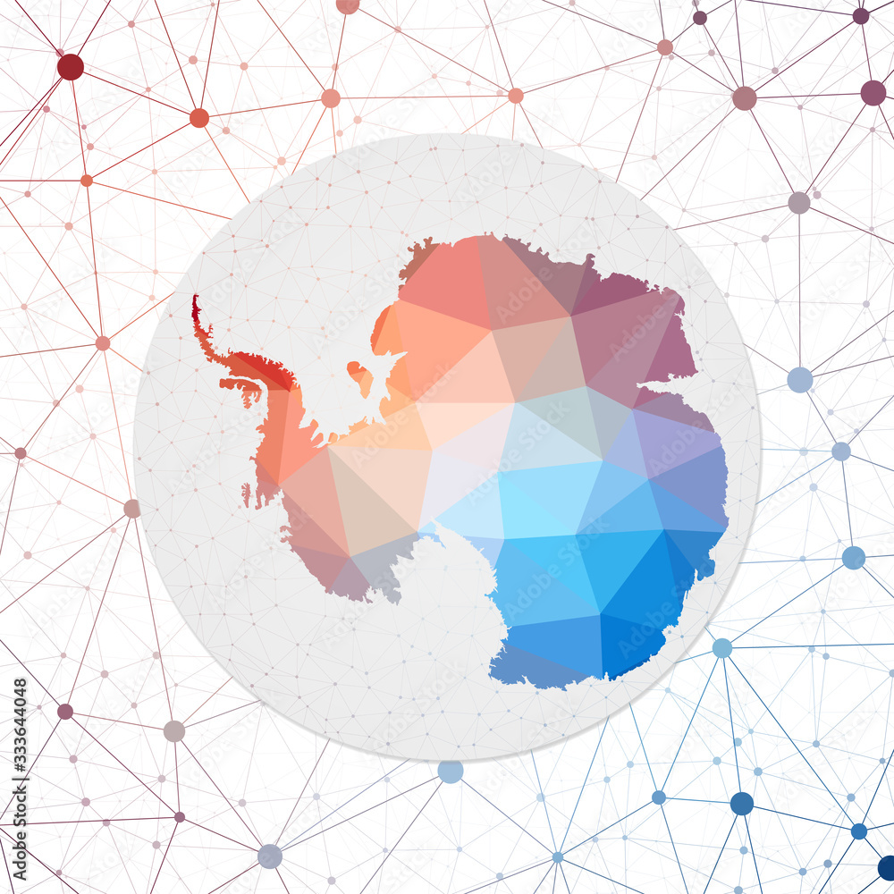 Poster abstract vector map of antarctica. technology in the country geometric style poster. polygonal antar