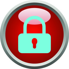 Lock Down Button Icon Template Vector Design