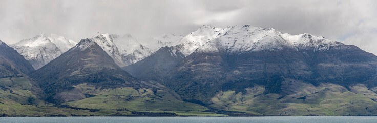 sping snow on lake Wanaka western shore range, Otago, New Zealand