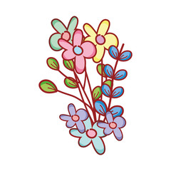 bunch flowers leaves decoration isolated icon design
