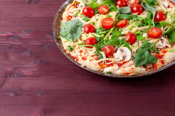 Homemade pizza before baking