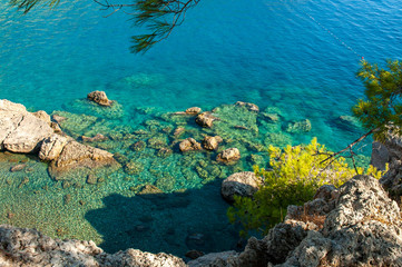 Coastal rocky view and Mediterranean Sea, Kiris, Turkey