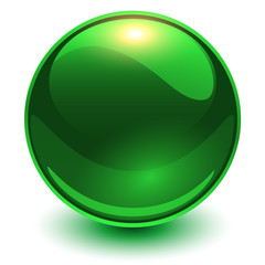Shiny sphere green, glass vector 3D ball.