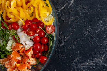 Fresh salad in a glass bowl