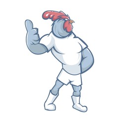 Rooster athletic club vector mascot concept isolated on white background. Modern sport team mascot badge design. Sports team mascot template with rooster vector illustration
