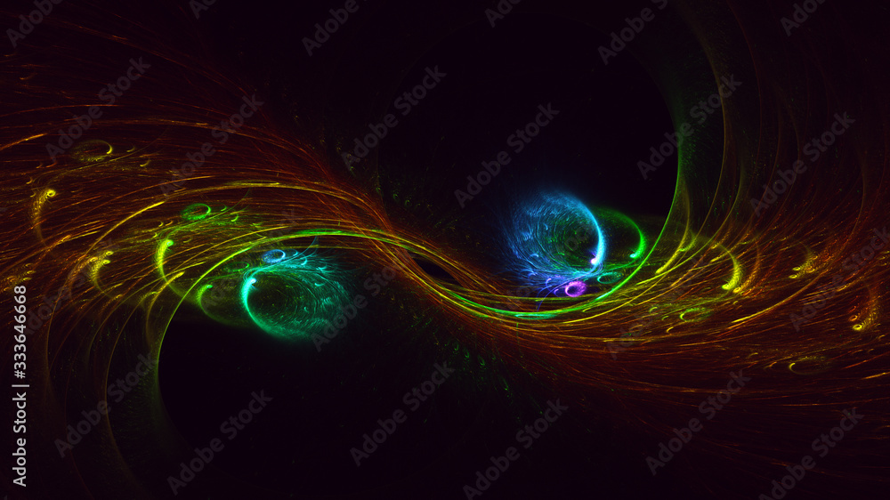 Poster 3d rendering abstract technology fractal background