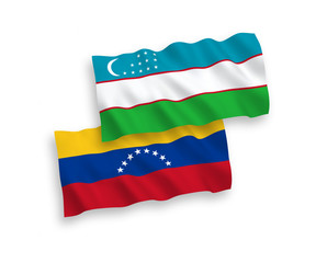 Flags of Venezuela and Uzbekistan on a white background
