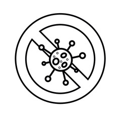 Prohibition pictogram for Covid-19 virus (SARS, coronavirus, 2019-CoV).