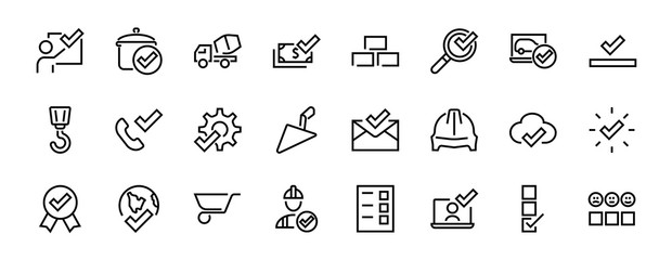 A simple set of claim related vector ICON lines. Contains icons such as file uploaded, received document, read message, receive call and more. Editable Bar. 48x48 Pixel Perfect