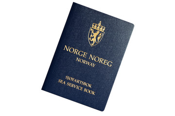 Blue sea service book of Kingdom of Norway isolated on white background