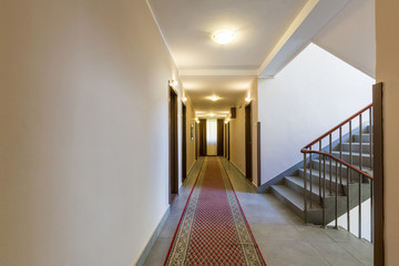 Interior of a hotel doorway