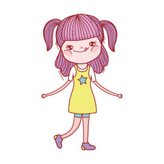cute little girl standing cartoon character isolated icon design