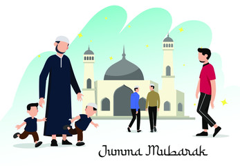 Fototapeta premium Jumma Mubarak Vector Modern Illustration For Islamic Design