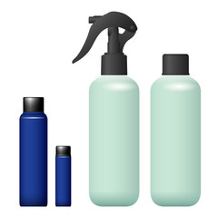 Plastic foggy spray container and cylindrical bottle