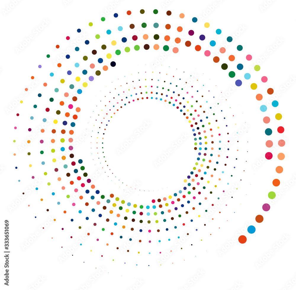 Poster single mottled, multi-color and colorful spiral, swirl, twirl element. twisted cyclic, circular and 