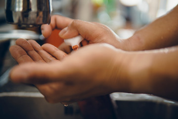 Obraz na płótnie Canvas Washing hands alcohol keep clean destroy virus