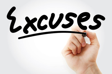 Excuses text with marker, concept background