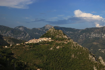 Panoramic view of the medieval village of Sainte Agnès in the hinterland of Nice (most beautiful...