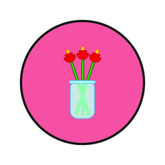 bouquet of flowers in glass vase white background