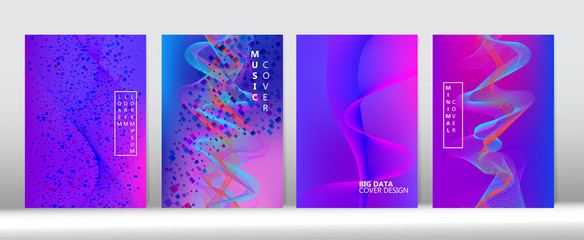 Funky Computing Music Background Big Data Neon Tech Magazine. Futuristic Gradient 