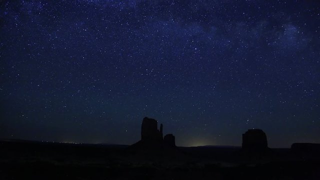Time lapse of the Milky Way moving across the night sky in Monument Valley, Utah  Arizona border, USA