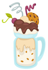 Ice cream dessert, sweets served in glass cup,