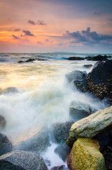 Beautiful scenery during sunrise at Pandak Beach located in Terengganu Malaysia