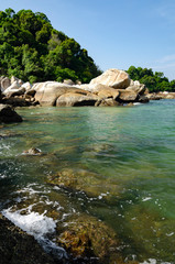 Fototapeta na wymiar beauty in nature, Pangkor Island located in Perak State, Malaysia under bright sunny day and cloudy sky