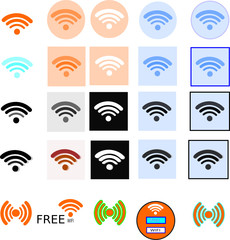 One of set  Wifi logo  Bright color for web icons and Print job