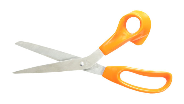 orange scissors isolated on a white background