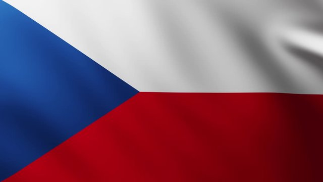 Large Flag of Czech Republic fullscreen background fluttering in the wind