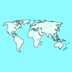 Similar World map. Minimalistic World map vector template for website, design infographics. Flat Earth Graph World map illustration