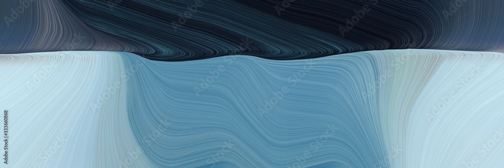 Poster landscape orientation graphic with waves. modern soft swirl waves background design with dark gray, 