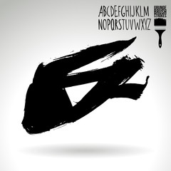 Black brush stroke and texture. Grunge vector abstract hand - painted element. Underline and border design.