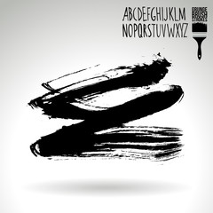 Black brush stroke and texture. Grunge vector abstract hand - painted element. Underline and border design.