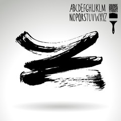 Black brush stroke and texture. Grunge vector abstract hand - painted element. Underline and border design.