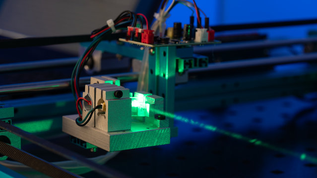 Laser development system in optical laboratory.