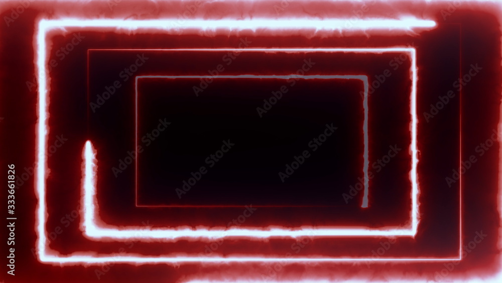 Aufkleber neon bakcground flying through edless glowing rotating neon rectangle creating a tunnel, blue red pi
