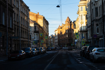 Fototapeta na wymiar selective focus, city center, Saint Petersburg, street