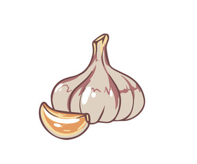 Fresh garlic. Cartoon vector icon isolated on white