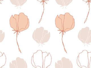 Hand drawn delicate flowers seamless pattern